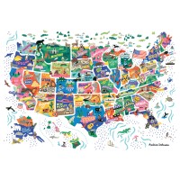 Puzzle en bois 100 pièces - La carte des Etats-Unis