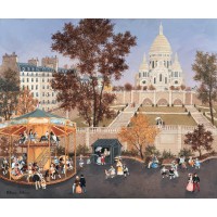 Puzzle 250 pièces - Manège à Montmartre, Fabienne Delacroix
