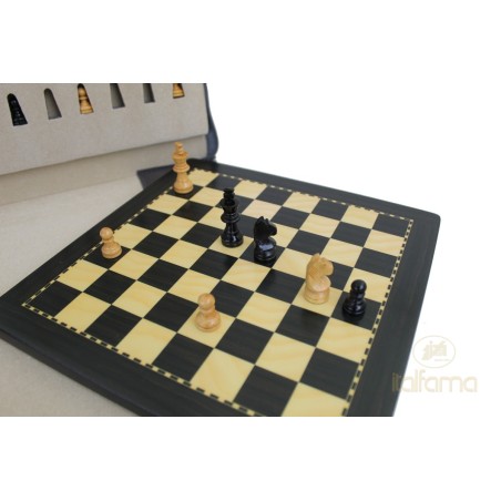 Jeu d'Echecs Magnétique Style Ebène 25cm - Housse à Zip