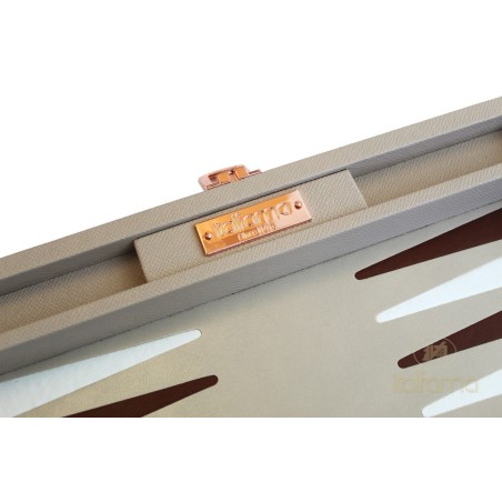 Backgammon Simili Cuir Beige/Marron 28cm