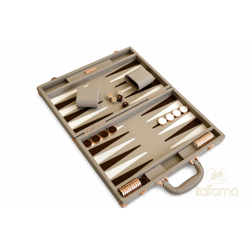 Backgammon Simili Cuir Beige/Marron 38cm