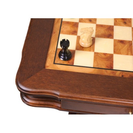 Table de jeu d'échecs en loupe d'orme