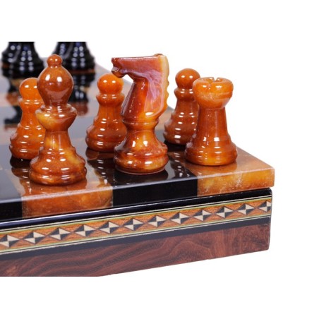 Coffret d'Echecs Luxe Albâtre Marron & Noir 35cm