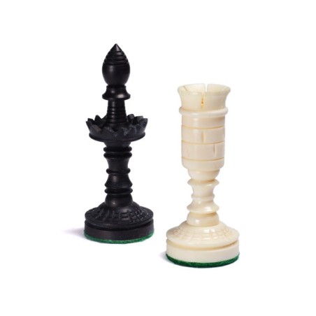 Pièces d'Echecs Temple Camel Bone Black/White (Os)