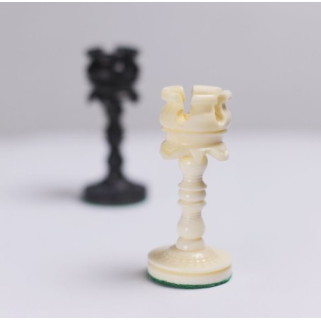 Pièces d'Echecs Temple Camel Bone Black/White (Os)