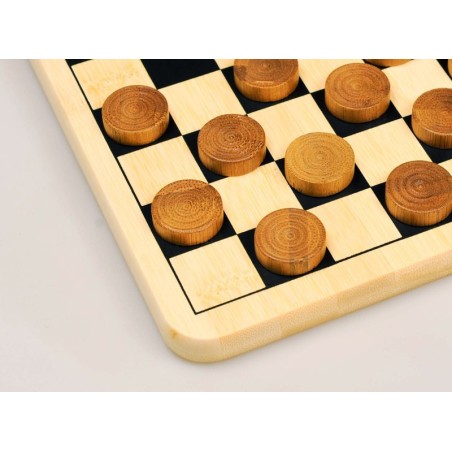Jeu de dames françaises avec plateau en bambou