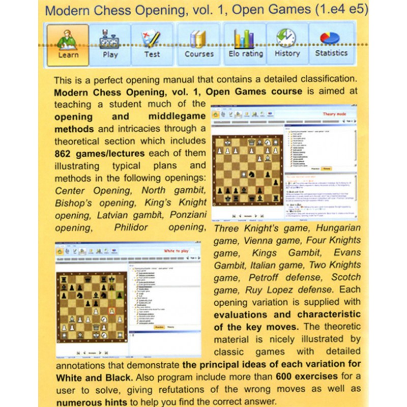 Modern Chess Openings, Vol. 1: Open Games - Chess Opening Software on CD