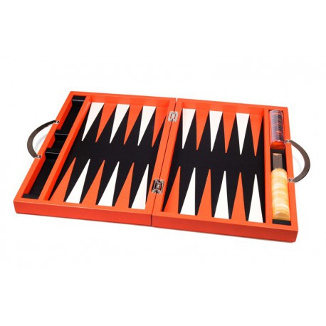 Backgammon de luxe cuir orange